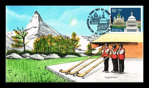US COVER SWITZERLAND 700TH ANNIVERSARY FDC GEERLINGS HAND PAINTED