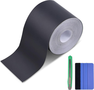 Matte Black Vinyl Wrap Tape Roll, 2 Inch X 30Ft Self-Adhesive Black Out Chrome D
