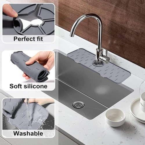 Kitchen Bathroom Silicon Sink Splash Drying Mat, Faucet Drip Protector, - Picture 2 of 8