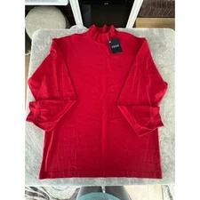 Izod Long Sleeeve Mock Turtleneck Red Embroidered Logo Mens Size Large NWT