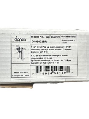 Danze D495002BR 1-1/2'' Lavatory Pop-up Drain - Tumbled Bronze