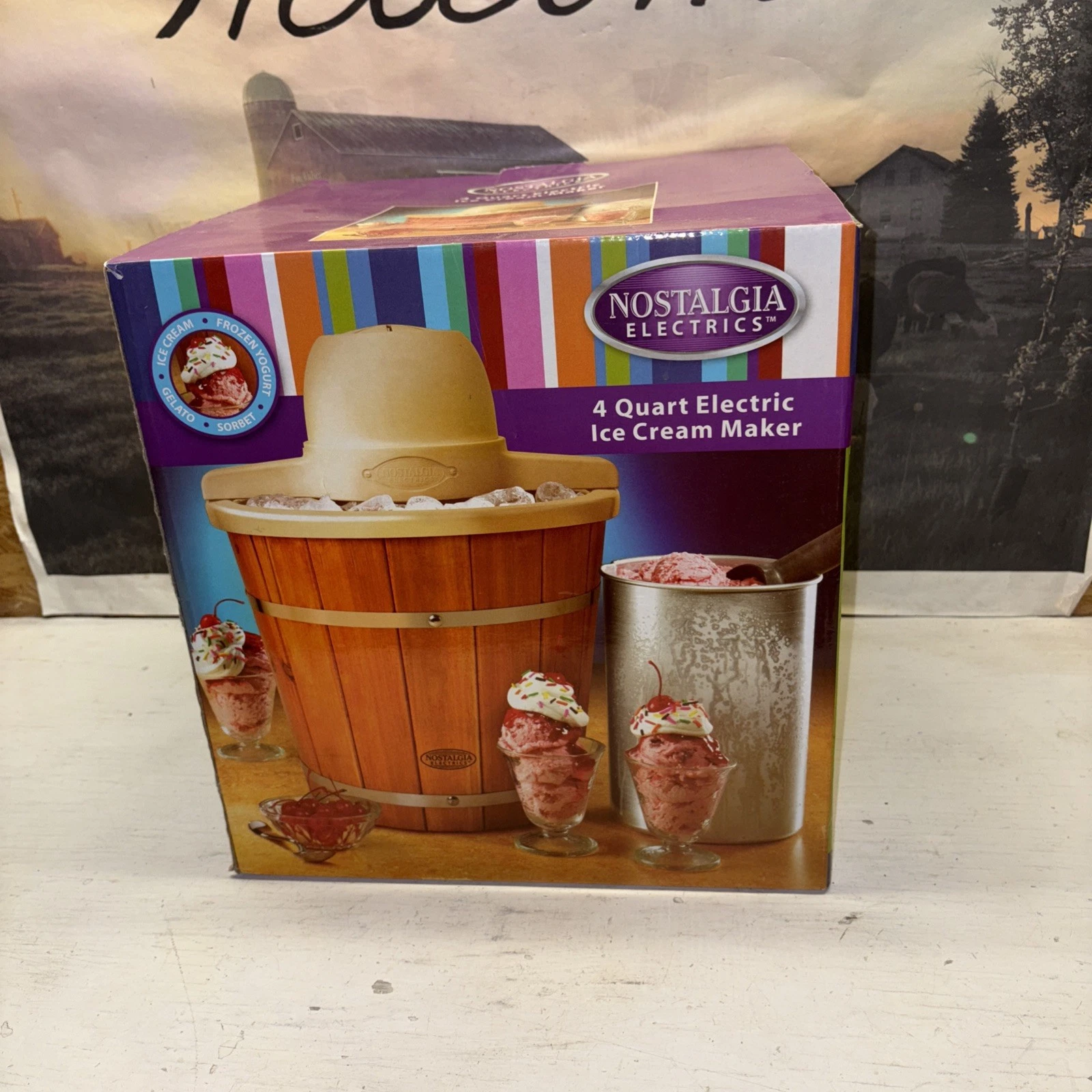 New In Box Nostalgia Electrics 4-Quart Wood Bucket Electric Ice Cream Maker
Opens in a new window or