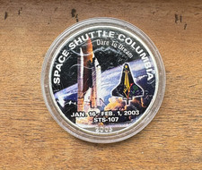 2003 US $1 Colorized Space Shuttle Columbia American Silver Eagle 1 oz .999 Fine