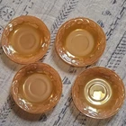 VTG Fire King Oven Ware  Peach Luster Milk Glass Saucers Set of 4 Laurel Leaf