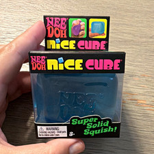 Nee Doh Nice Cube Blue Gel Squeeze Ball Stress Reliever, Super Solid Squish