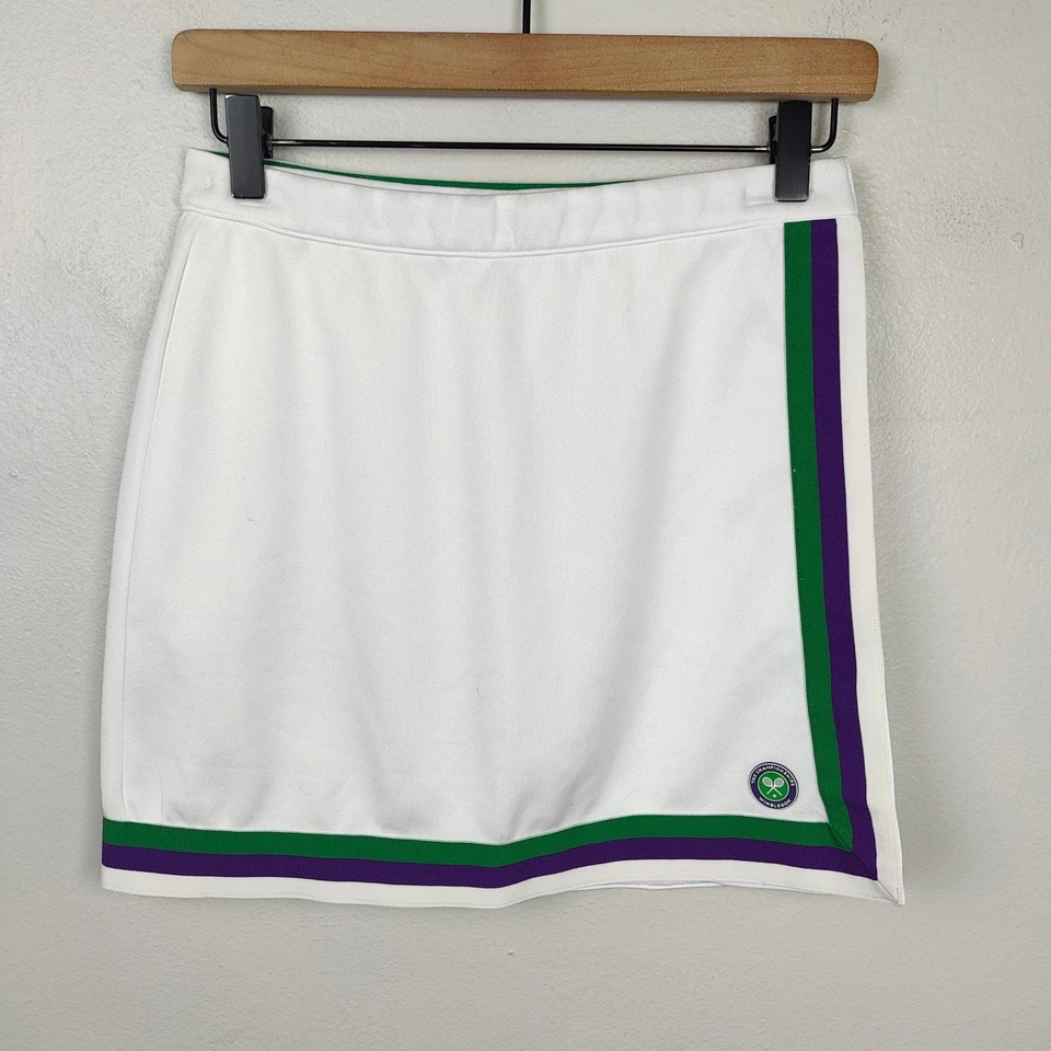 Falda Tenis Wimbledon Blanca Para Mujer Pequeña Blanca Preppy Verde Púrpura Foto 2 de 4
