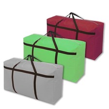 3 PCS 47.6 Gal Storage Bags, Extra Large, Heavy Duty, Handle, Green Gray Red