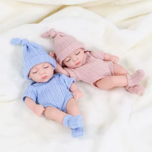 Mini Vinyl Preemie Reborn Doll SOFT 20cm 8 Inch Micro Girl Doll Pink Closed Eyes - Picture 6 of 8