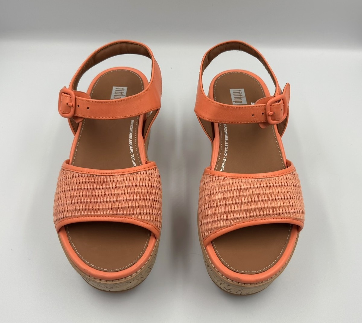 NEW! Fitflop Eloise Wedge Sandals Size 7 US 38 EU Orange Woven