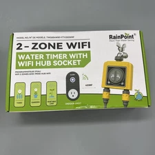 Rainpoint 2-Zone Wifi Irrigation Water Timer, 2 Outlet Smart Hose Timer-Hub Plug