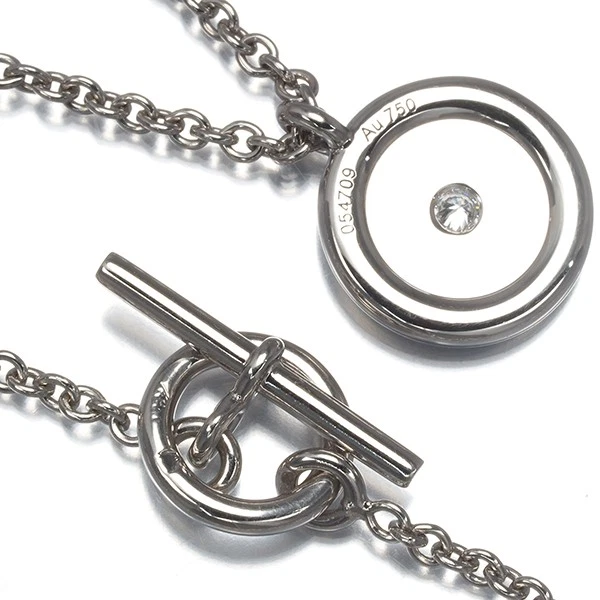 Auténtico Collar HERMES Diamante Clou de Selle Oro Blanco 18K 750  Foto 3 de 4