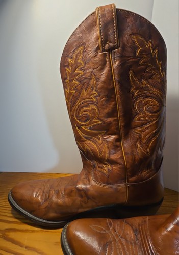 Justin Herren Cowboystiefel 1560 Kastanie Marmor Leder Western Größe 9,5 D - Bild 5 von 12