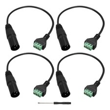 XLR Male Screw Terminal Cable 3 Pin, Pack of 4