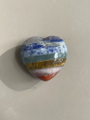 Heart Shaped 7 Chakra Crystal/Gemstone 18G 1 '' x 1 1/4''