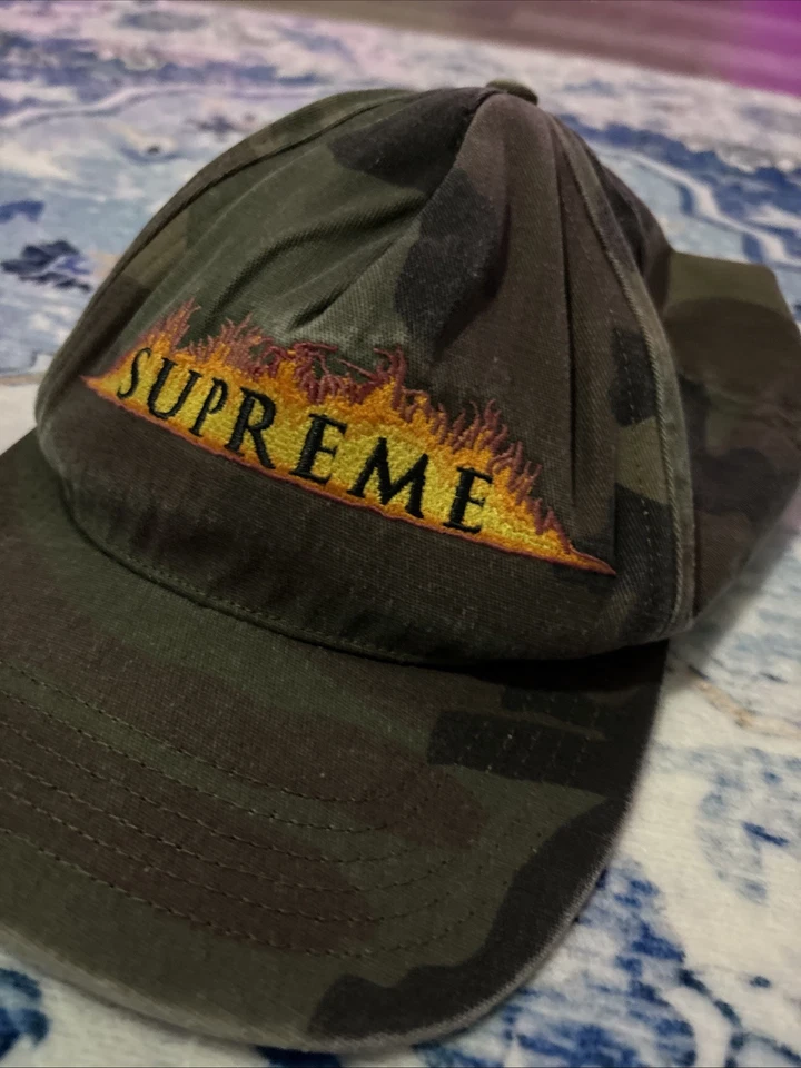 Supreme Vintage Fire Camo Corduroy Strap Back Hat - Image 4 of 4
