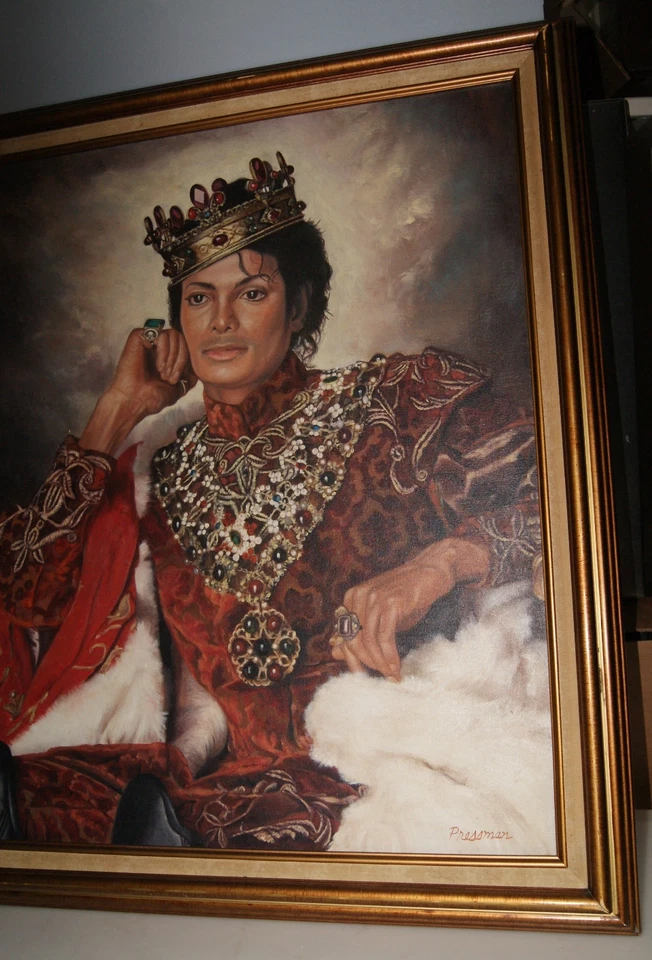 Pintura vintage de Michael Jackson "Rey del Pop" 2010 por Art Pressman Foto 3 de 4