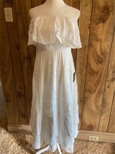 Lulus Off The Shoulder Midi Length Floral Appliqué Tiered Dress Size M