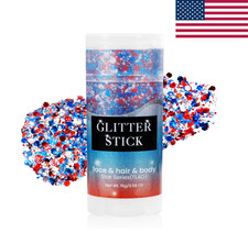 MySense USA Flag Glitter Stick Red White Blue Face Body Hair Makeup 4th July