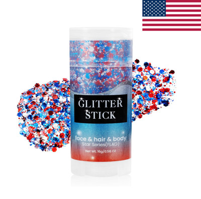 MySense USA Flag Glitter Stick Red White Blue Face Body Hair Makeup 4th July
