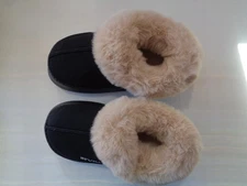 Women's Sport Black Suede Faux Fur Boot Slippers - Size 40-41