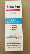 Aquaphor Baby 3-in-1 Diaper Rash Cream 3.5 oz Expiration 7/2027
