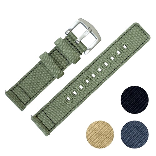 Fabric Watch Strap Canvas Nylon Quick Release Military Two Piece Band 20mm 22mm