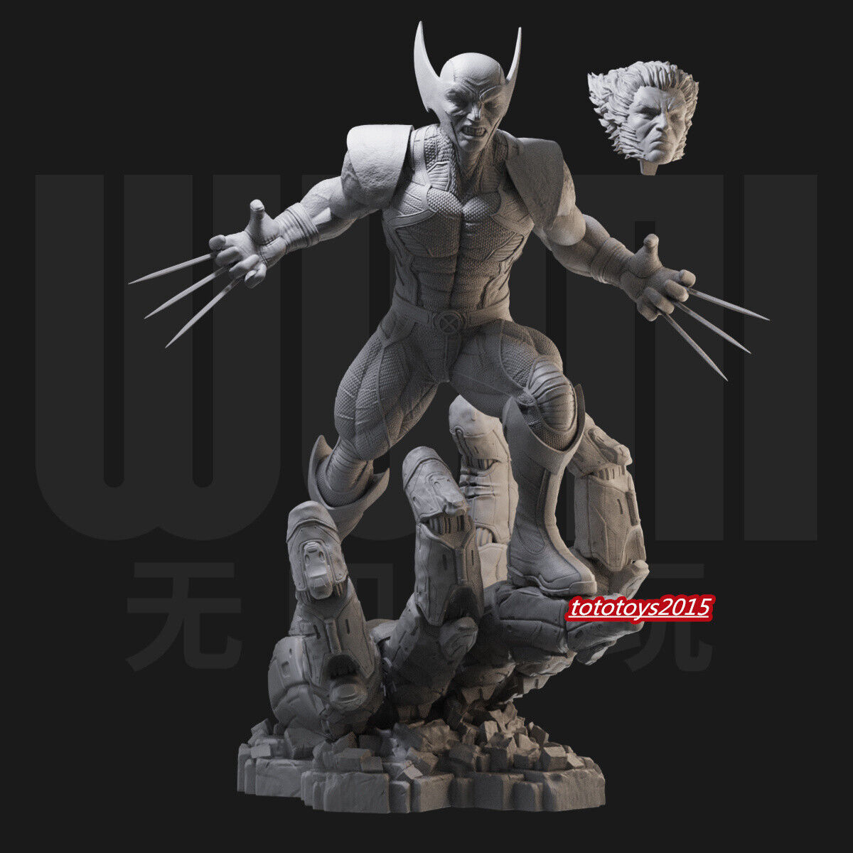 1/24 Wolverine Logan 2pc Roar Head Scene Miniture Figure Doll Display Statue Toy