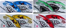 Shark Sticker Set in Four Colors 35 × 15 cm Dynamic for Bicycle Car Motor NS123