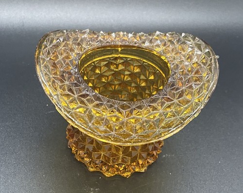 Sombrero de copa de vidrio ámbar Fenton vintage palillo de dientes o soporte de palillo de fósforo - Imagen 2 de 5