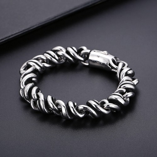 13mm 9'' Stainless Steel Casting Link Chain Bracelet Bangle For Men 115g Heavy - Picture 3 of 10