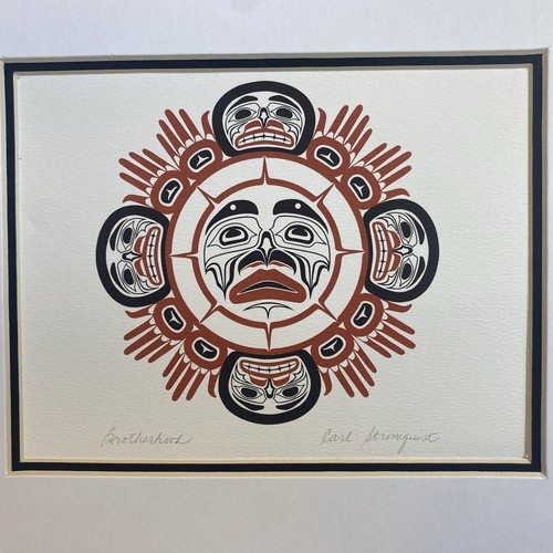 Tarjeta de arte nativo canadiense BROTHERHOOD 7254 CENTRAL SUN enmarañada por Carl Stromquist - Imagen 2 de 16