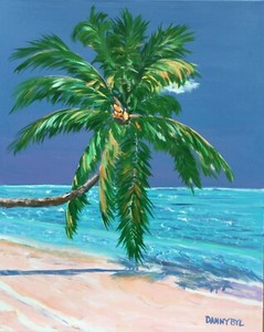 CARIBBEAN-PALM-Tree-BEACH-Original-Art-PAINTING-DAN-BYL-Fine-Contemporary-4x5ft