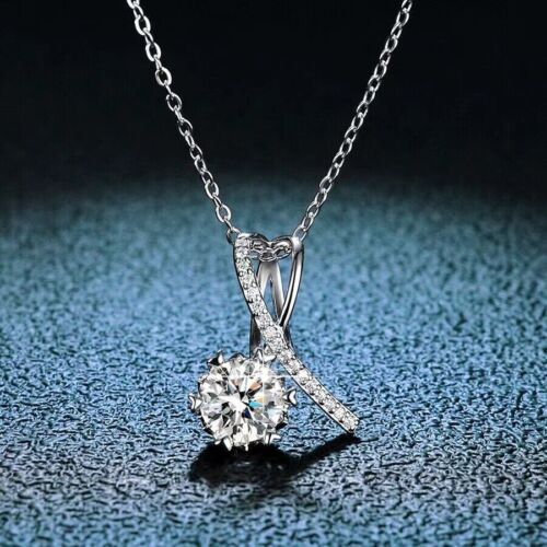 MOISSANITE 1CT Gold Plated Love HEART Pendant Pass Diamond Tester 925 Silver