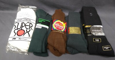 NOS VINTAGE lot of 10 L-XL Cotton Crew Men's Golf Socks 10 Pairs NEW Lot 1