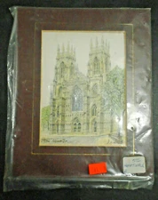 VINTAGE ART PRINT HAND TINTED YORK MINSTER D.A. HAROLD 8 X 6.5