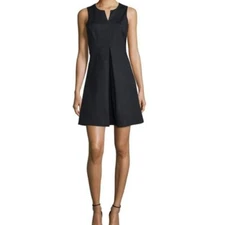 Halston Heritage $204 Black Stretch Cotton Sleeveless Cutout A-Line Dress Sz 6