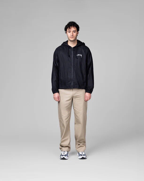 Stussy X Nike NRG Linen Shell Zip Hooded Jacket Coat Black White