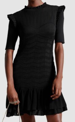 Ted Baker London Women's Black Bettyaa Flippy Hem Knitted Dress Size 4