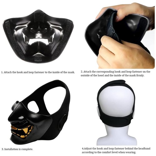 Half Face Mask Cosplay Halloween Horror Japanese Ghost Head Can Wear Glasses/Hat - Picture 12 of 20