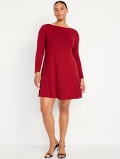 Old Navy Women’s Long-Sleeve Mini Swing Dress Cordovan Maroon Many sizes  New