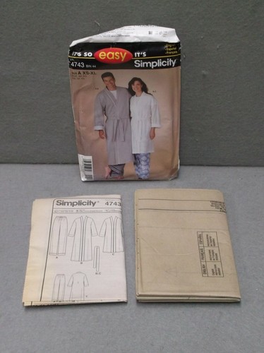 UNISEX GR XS-XL UNGESCHNITTEN SIMPLICITY 4743 MUSTER Vintage 2000er MORGENMANTEL LOUNGE HOSE - Bild 3 von 3