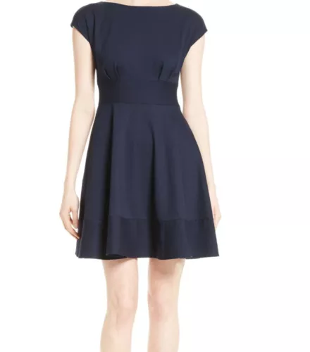 Kate Spade New York Ponte Fiorella Fit & Flare Dress, Size Small - Navy ESF18390 - Picture 1 of 3