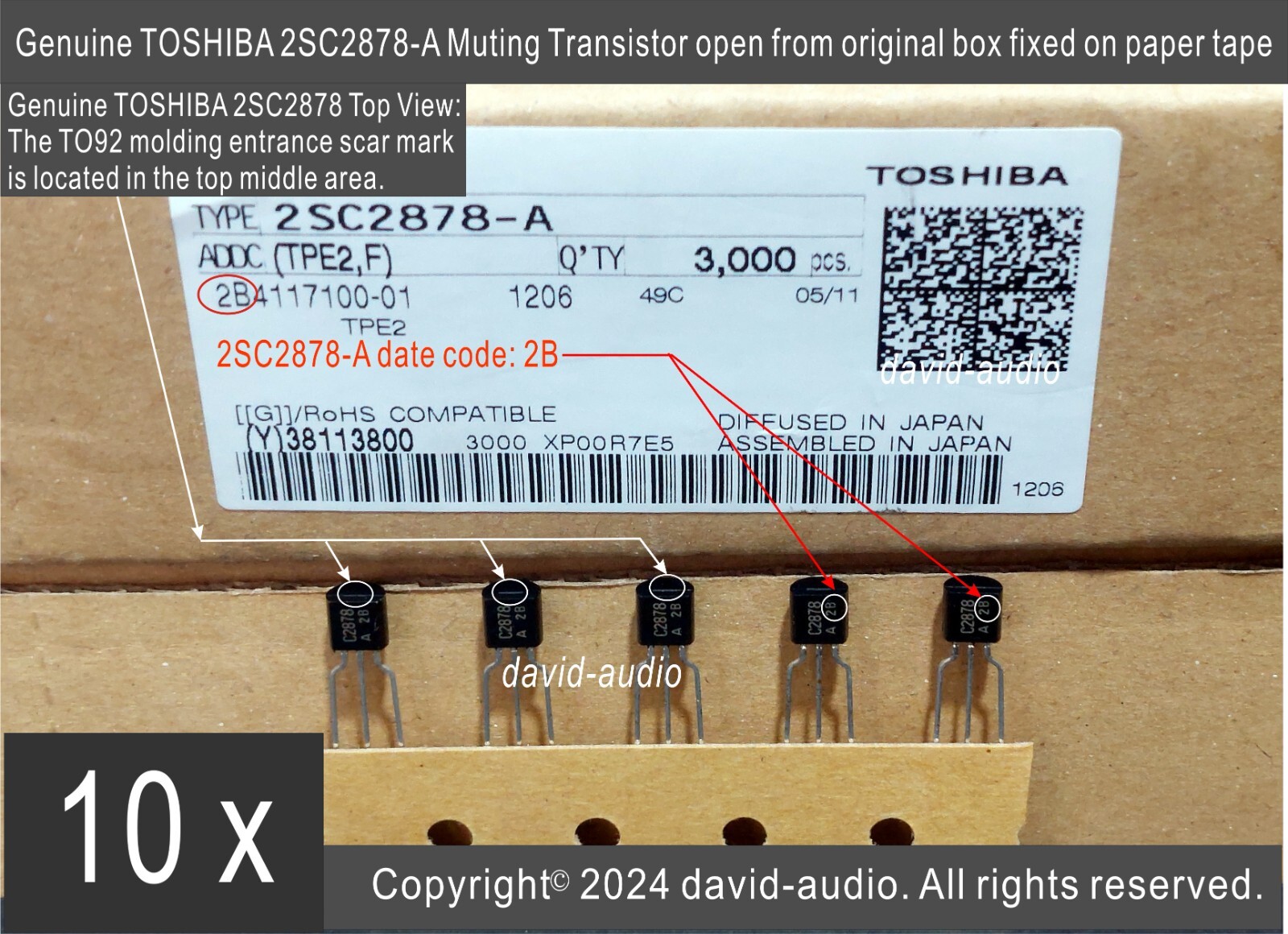 10 pcs 2SC2878-A Genuine Toshiba Muting Transistor Open From Original ...