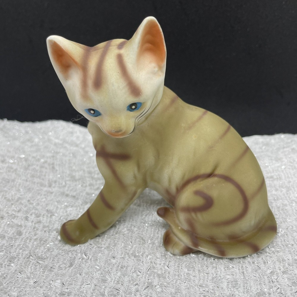 Vintage Bisque Ceramic Cat Figurine 5