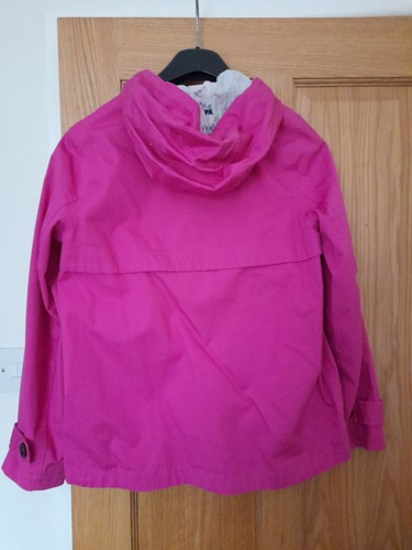 Joules Pink Waterproof Breathable Coat 10 100% Cotton pink Floral Nautical hood - Picture 4 of 7