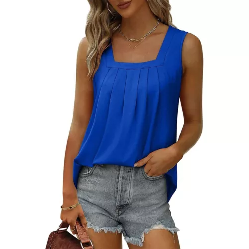 Womens Loose T-Shirt Ladies Blouse Summer Casual Sleeveless Basic Vest Tank Tops - Picture 19 of 23
