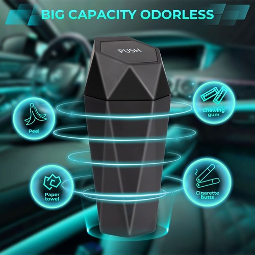 Cubo de basura portátil para automóvil con tapa mini cubo de basura para automóvil soporte automático - Imagen 10 de 11