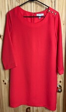 Size Large Forever 21 3/4 Sleeve Red/Orange Shift Dress w/Gold Buttons