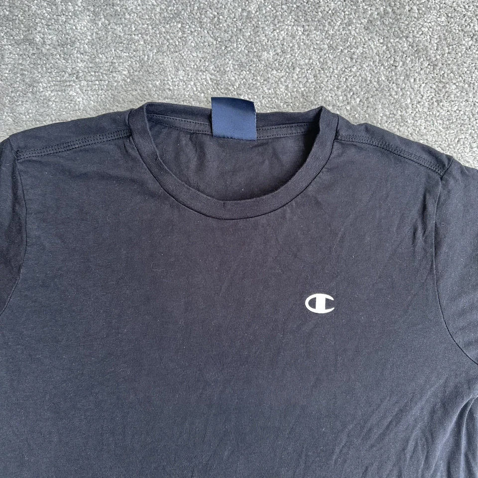 CHAMPION Jungen T-Shirt Gr. 167 XL Regular Fit Classic Logo Retro 17911 Schwarz - Bild 2 von 4