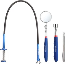 WORKPRO Telescopic Magnet Pick Up Tool 4PC Set Telescoping Inspection Mirror Set